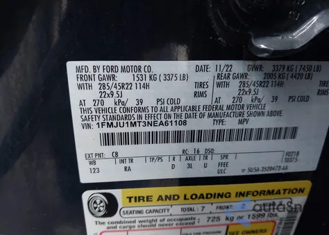 2022 Ford Expedition Platinum from USA, damaged, VIN 1FMJU1MT3NEA61108